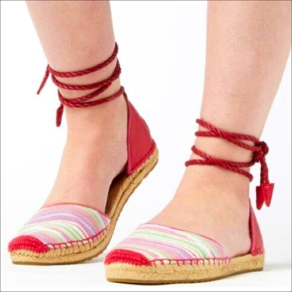 NEW UGG Libbi Serape Espadrille Flats Shoes in Pink Stripe Size 9 - Picture 1 of 7